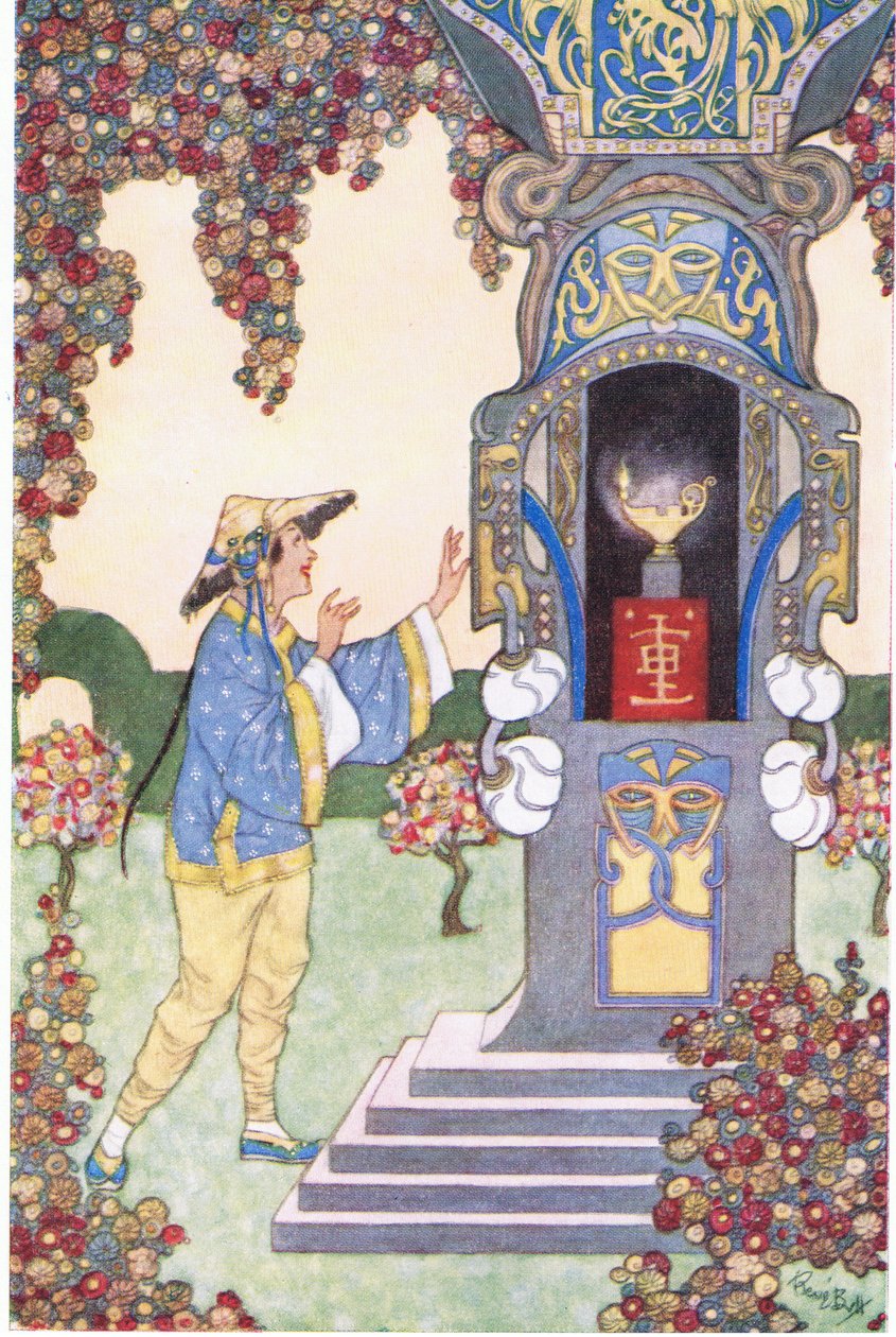 Aladdin vindt de lamp door René Bull