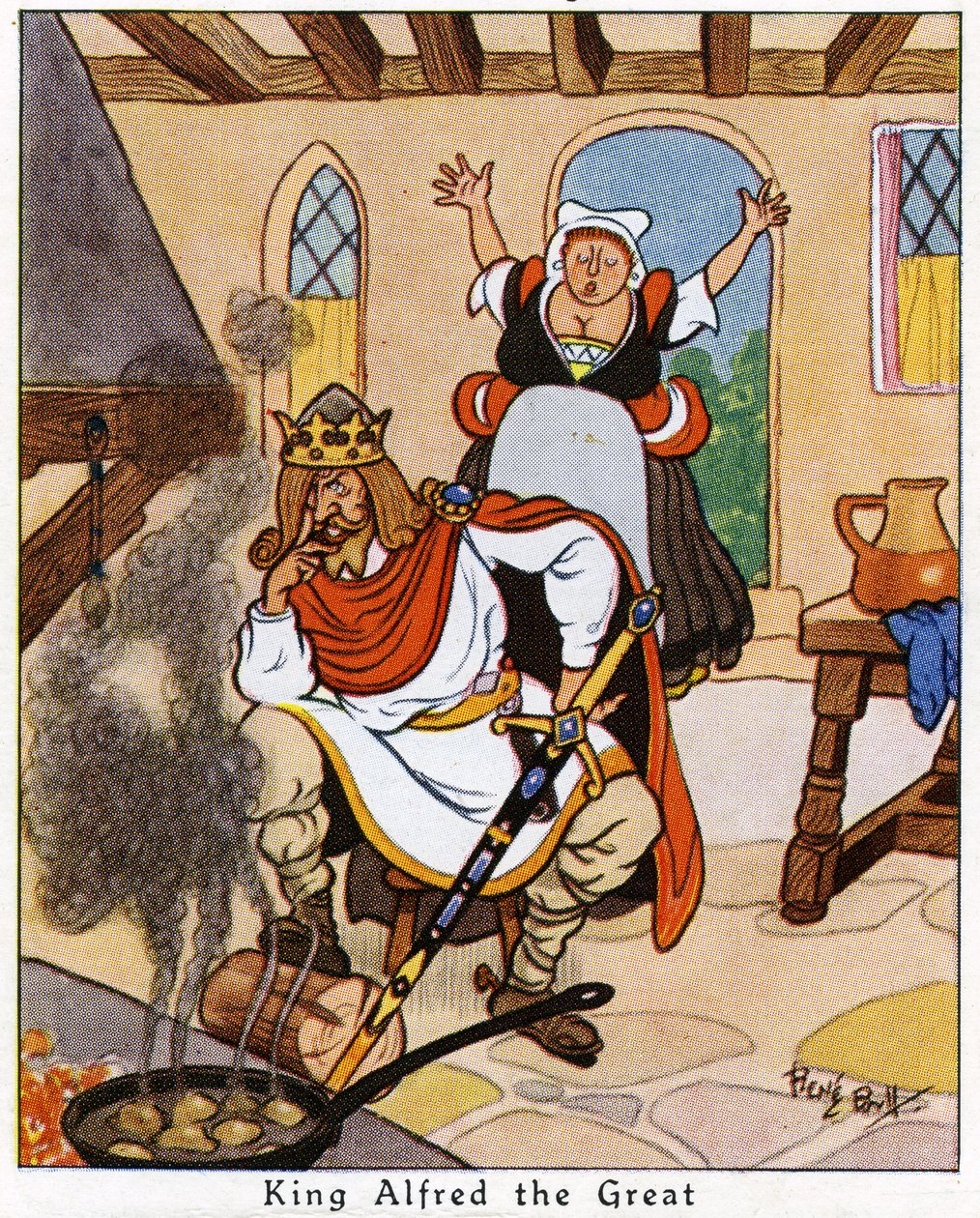 Koning Alfred verbrandt de Taarten, 1936 door René Bull