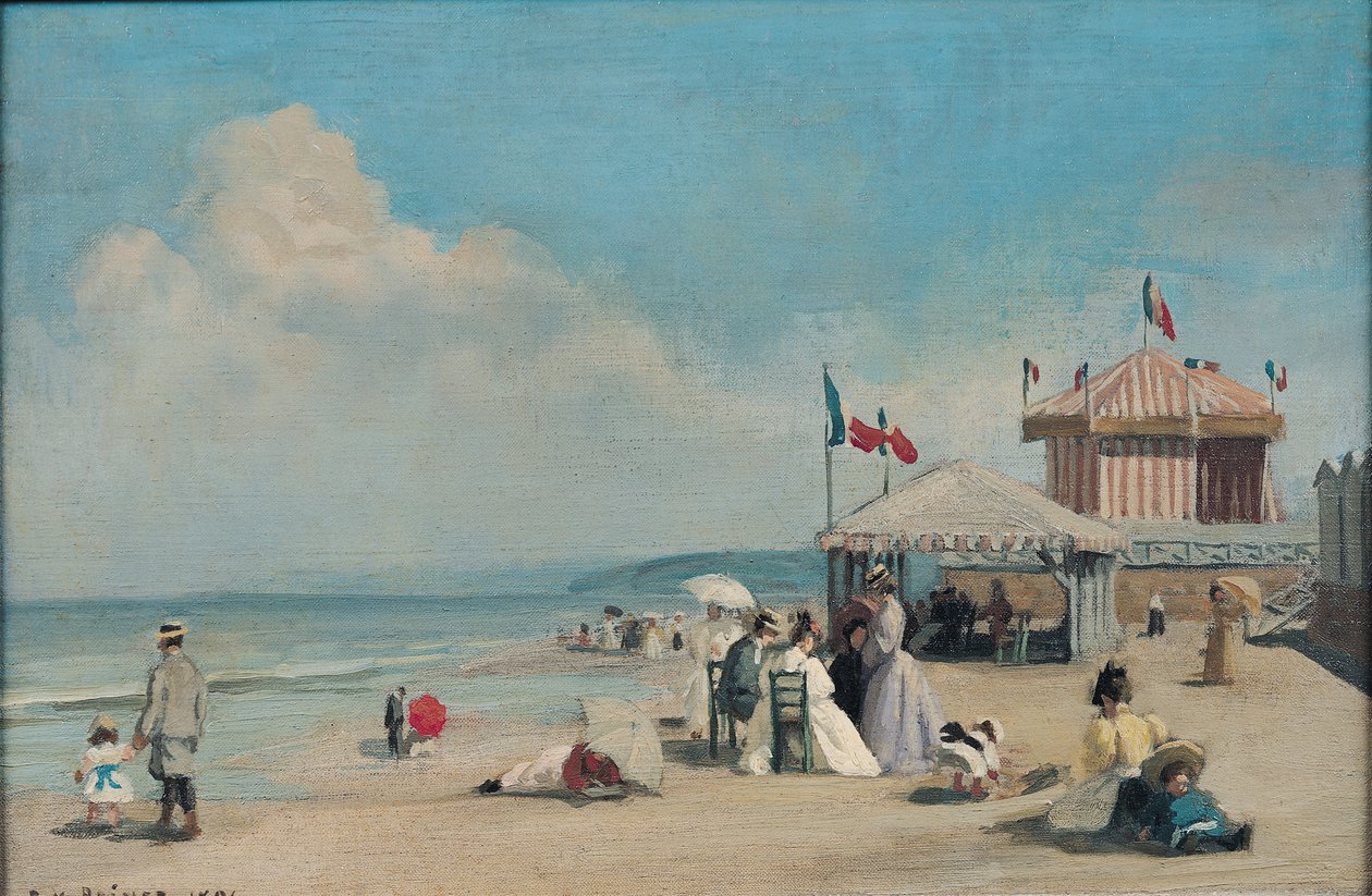 Het strand van Cabourg door René François Xavier Prinet