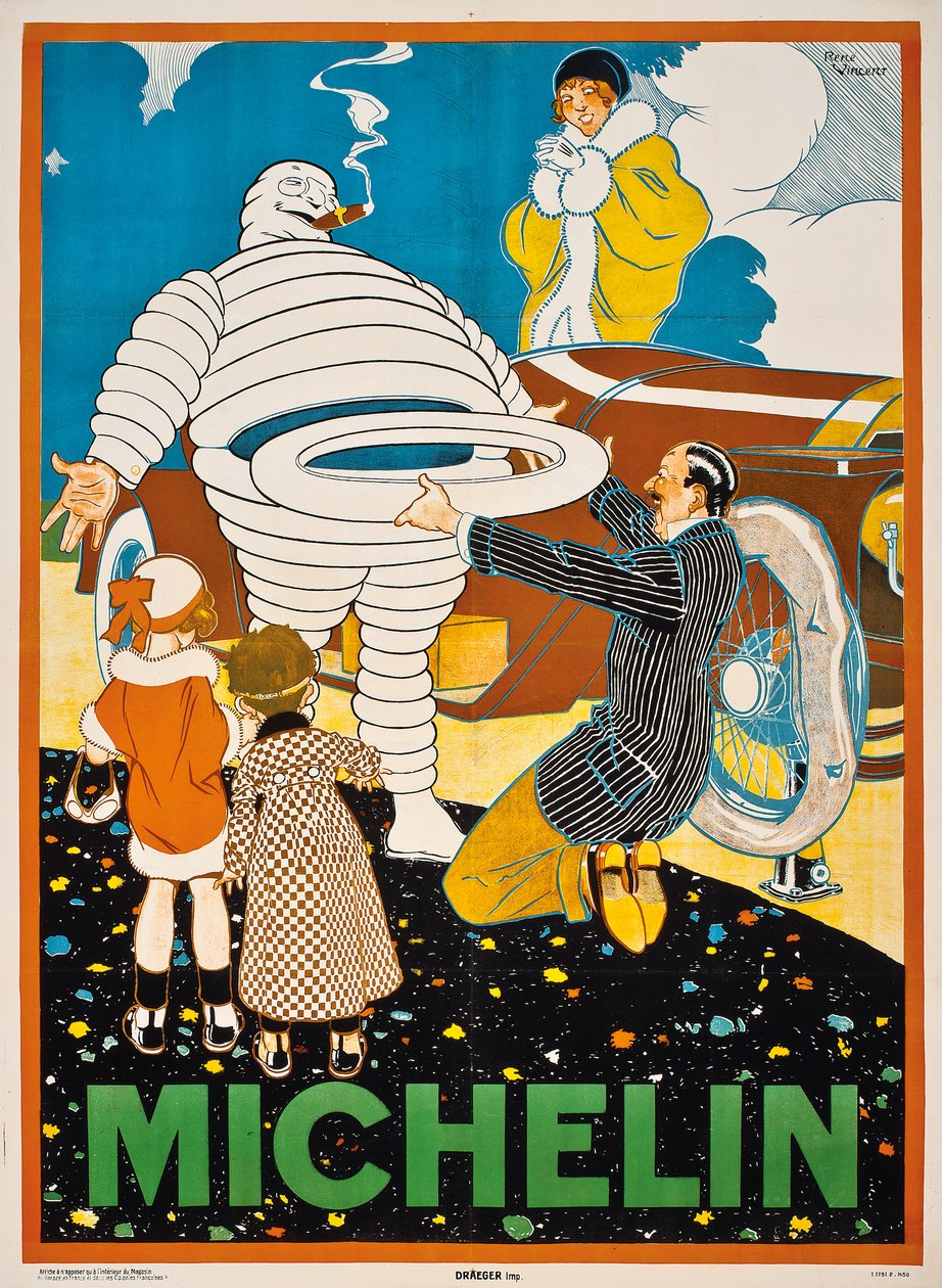 Reclameposter voor Michelin, ca. 1925 door Rene Vincent