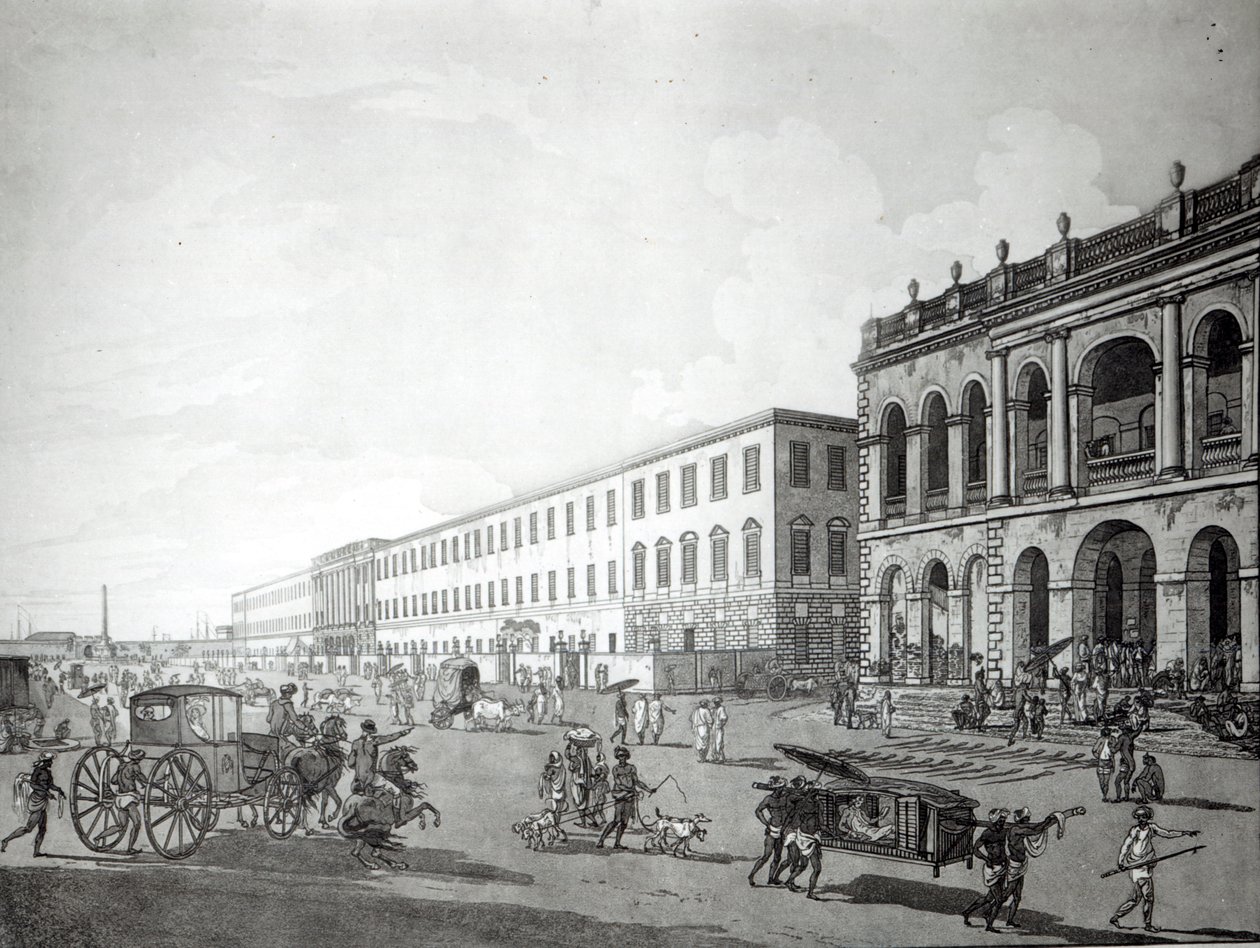 De Burgemeestersrechtbank en het Schrijversgebouw, Calcutta, 1786 door Rev. Edward Thomas Daniell