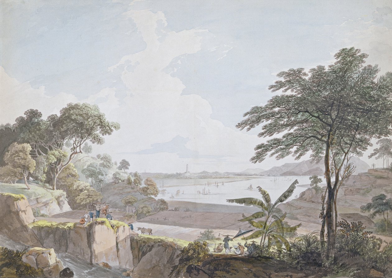Uitzicht op de Canton-rivier, nabij Whampoa, China, ca. 1785-94 door Rev. Edward Thomas Daniell