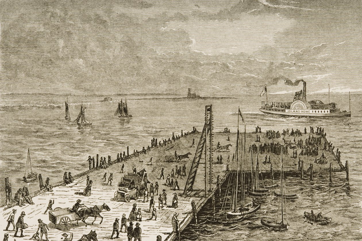 De kade op Nantucket Island, Massachusetts in de jaren 1870, c.1880 door Reverend Samuel Manning