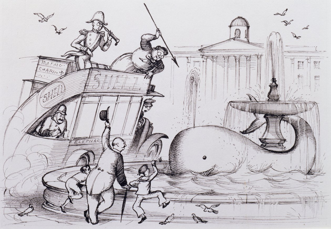 Een Walvis in Trafalgar Square, c.1930 door Rex Whistler