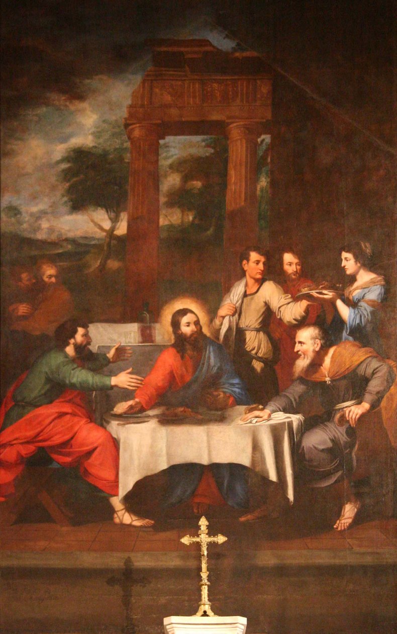 Christus en de pelgrims van Emmaüs door Reynaud Levieux