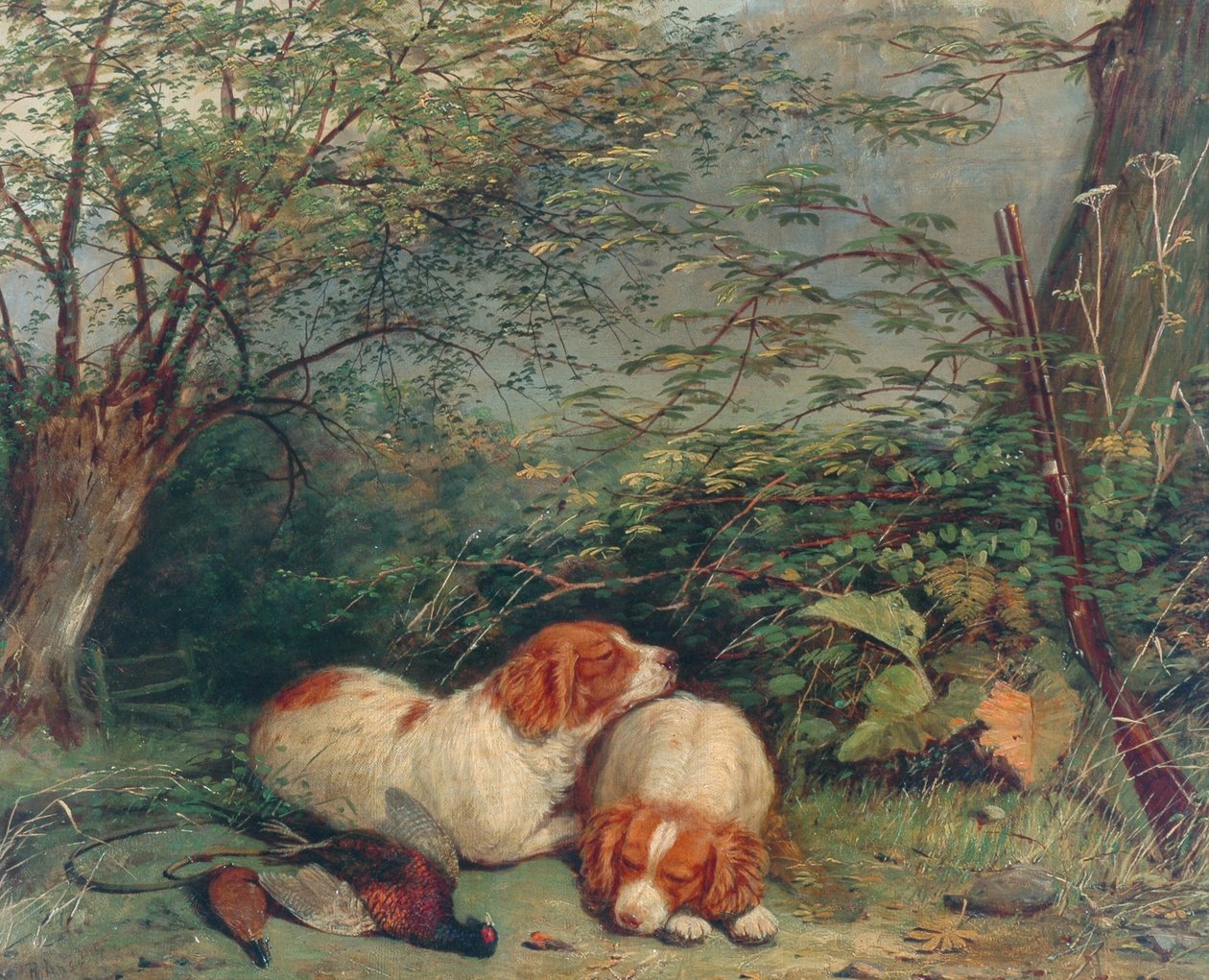 Honden en fazant door Richard Ansdell