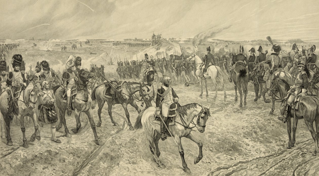 Napoleon I met zijn Oude Garde bij Waterloo, gegraveerd door Jules Jacquet (1841-1913) door Richard Caton Woodville