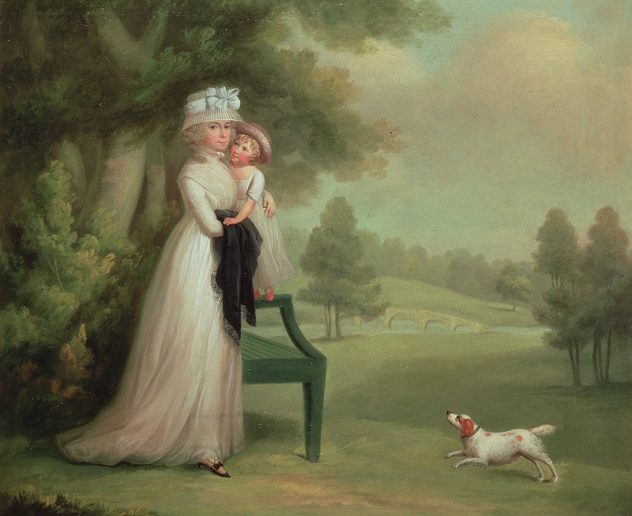 Vrouw en kind in park door Richard Cosway