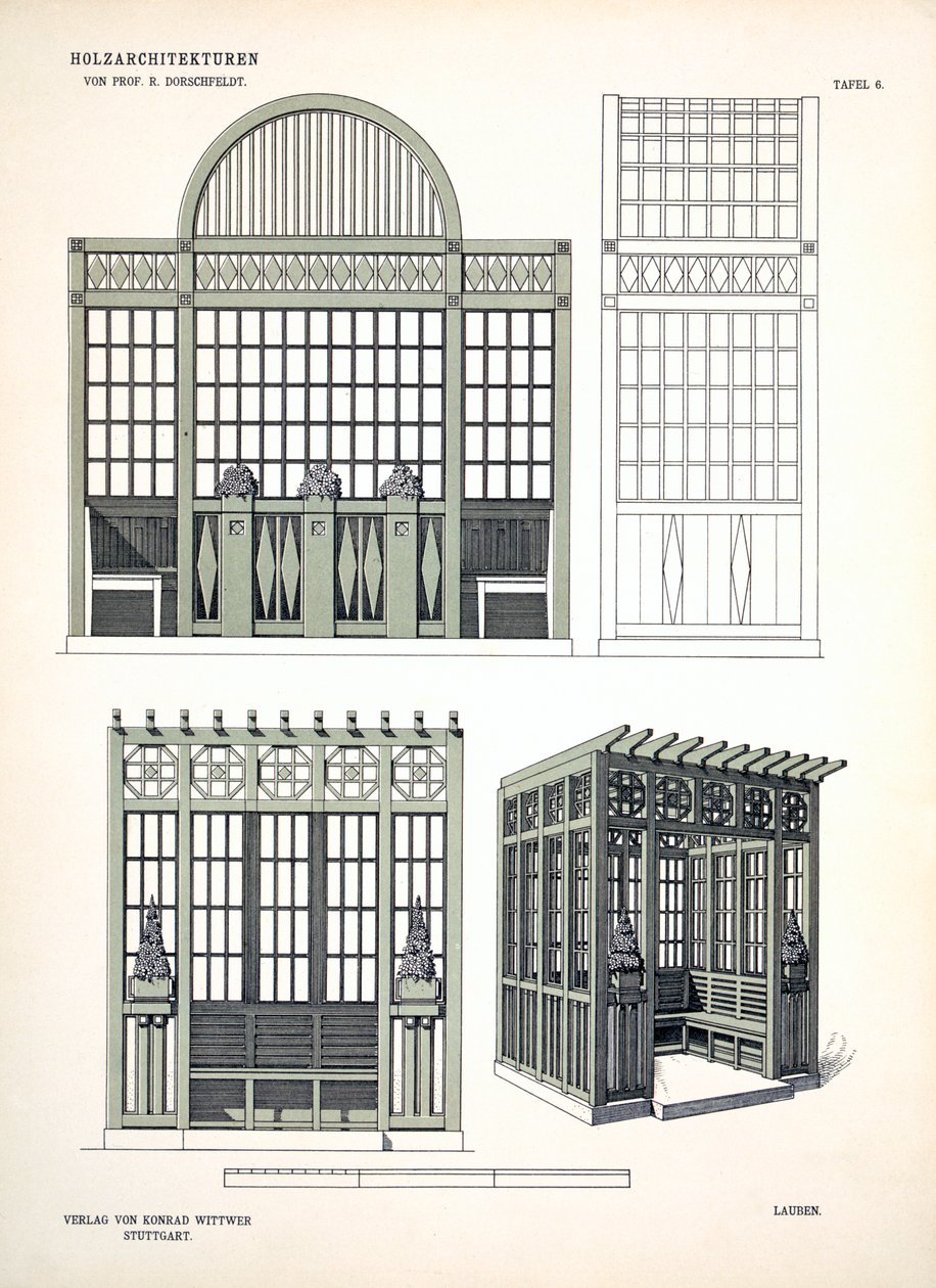 Architectuur in Hout, c.1900 door Richard Dorschfeldt