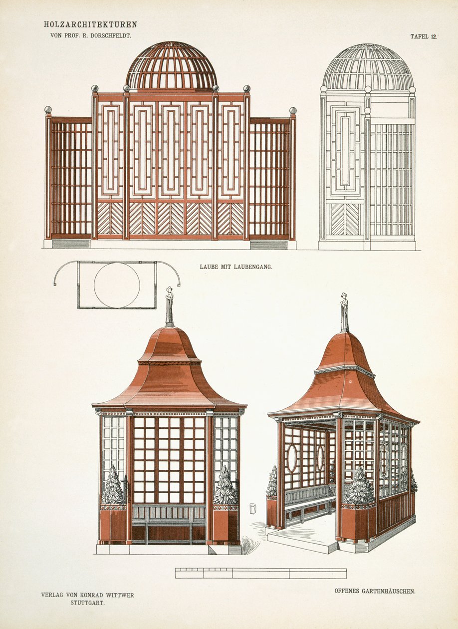 Architectuur in hout, c.1900 door Richard Dorschfeldt