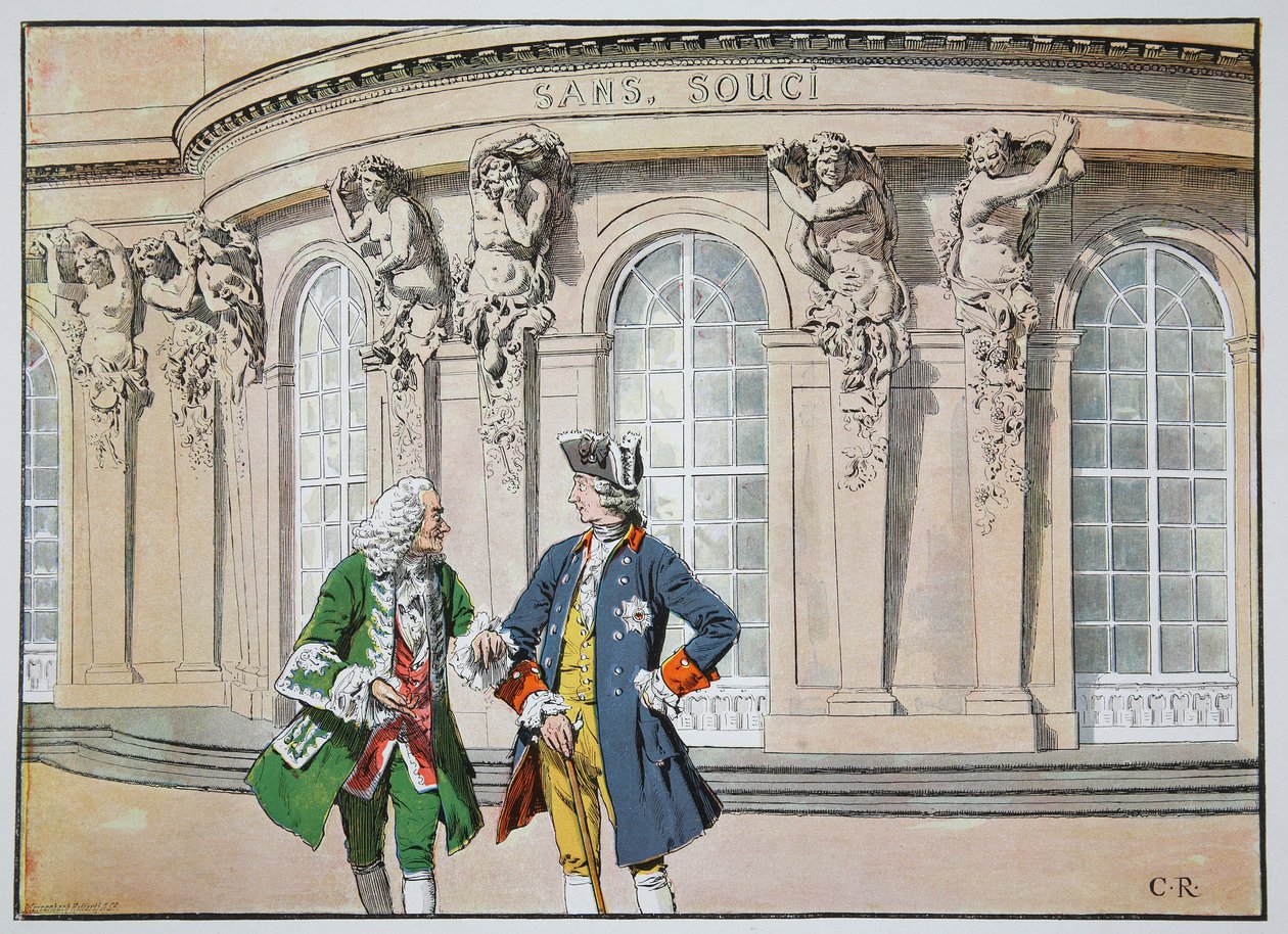 Koning Frederik en Voltaire door Richard Knoetel