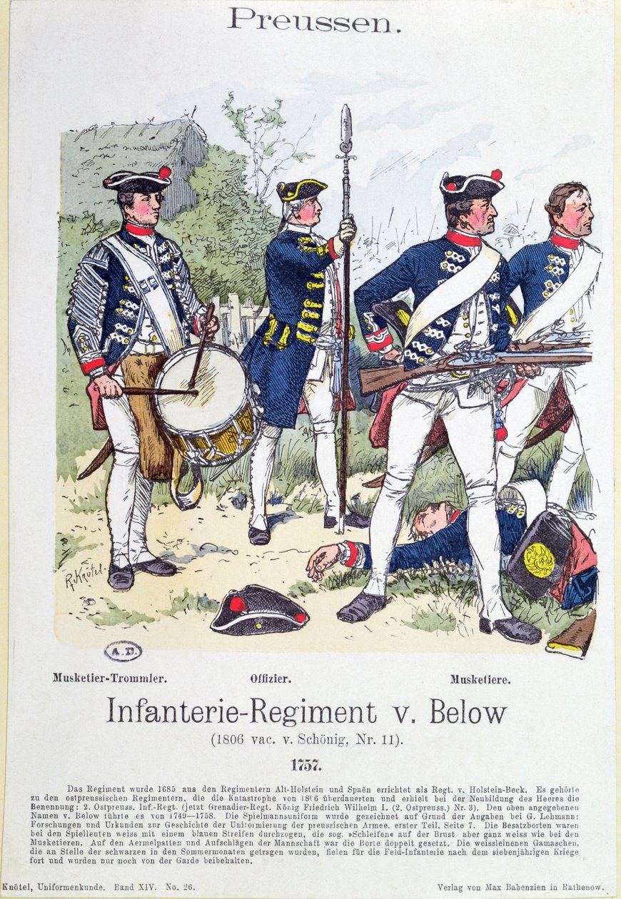 Soldaten van het Pruisische Infanterieregiment von Below in 1757, c.1890 door Richard Knoetel