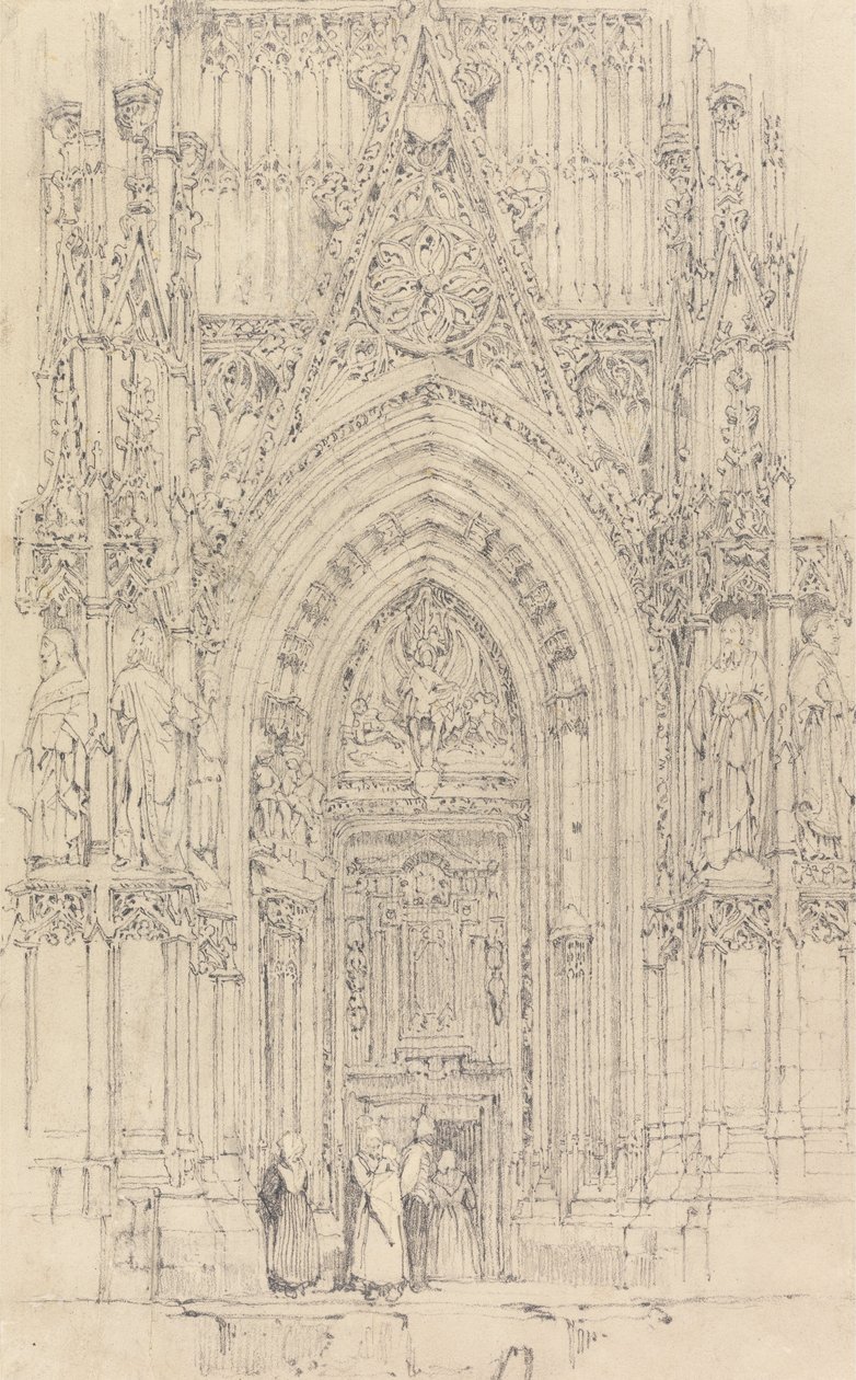 De Kerk van St. Wulfran, Abbeville - De Noorddeur van de Westgevel door Richard Parkes Bonington