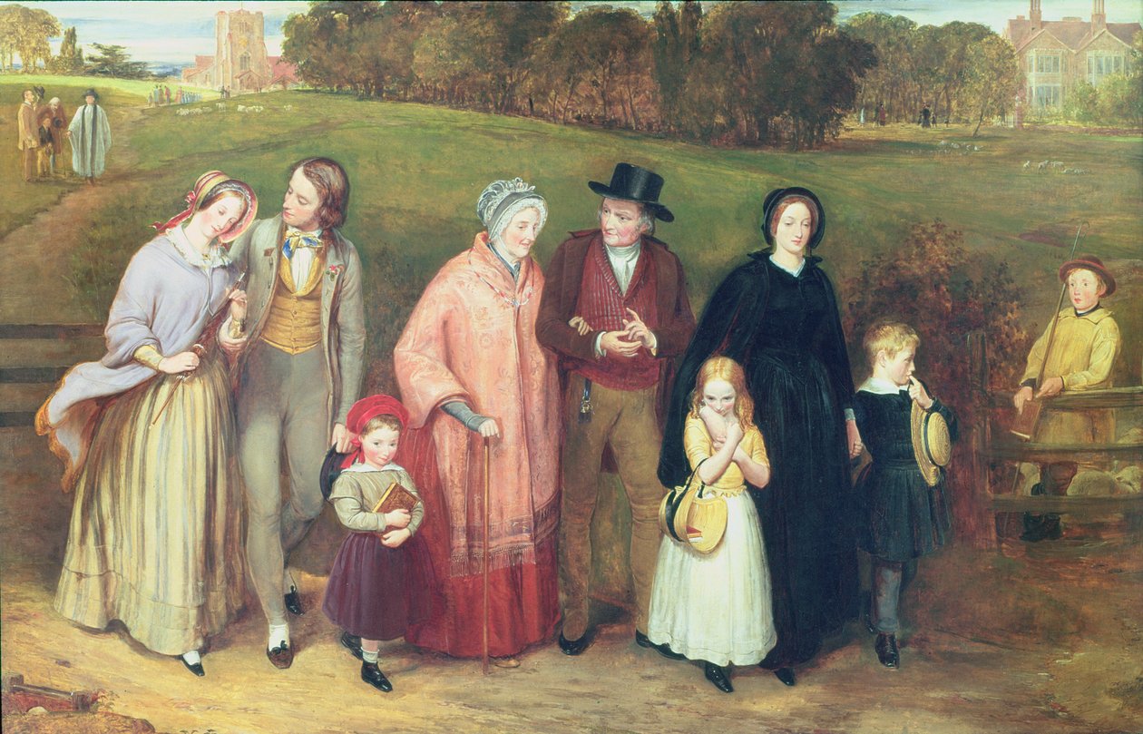 Zondagochtend - De wandeling van de kerk, 1846 door Richard Redgrave