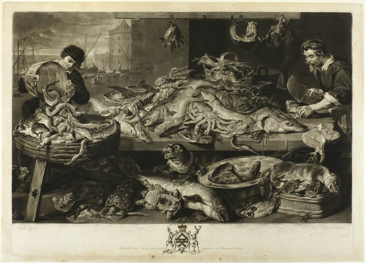 Een Vismarkt door Richard Earlom
