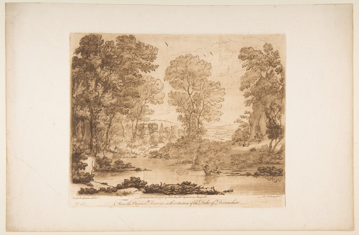 Landschap met Cupido en Psyche door Richard Earlom