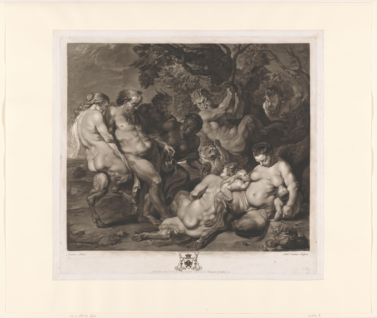 Silenus met een familie saters (Bacchanaal) door Richard Earlom