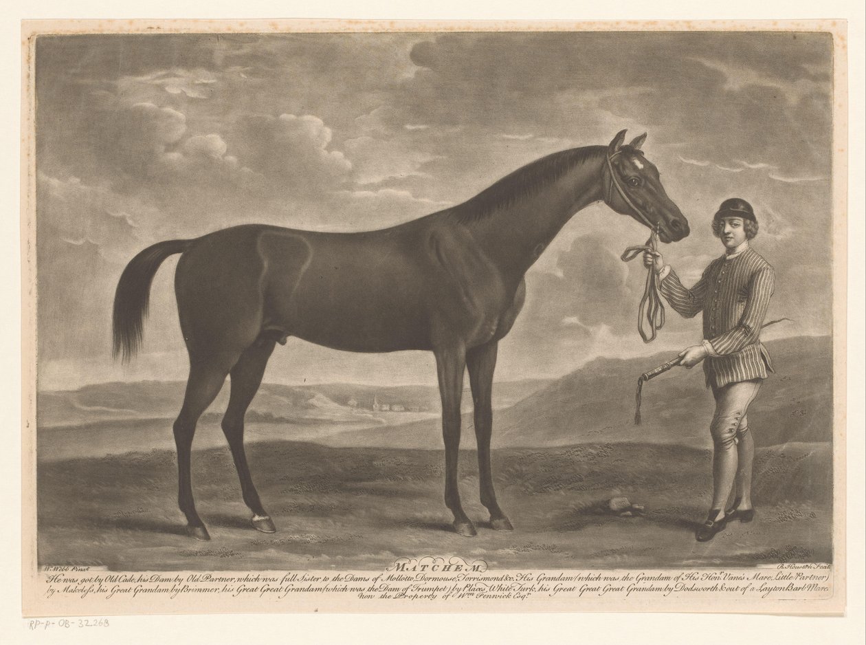 Racepaard met jockey (title on object) door Richard Houston