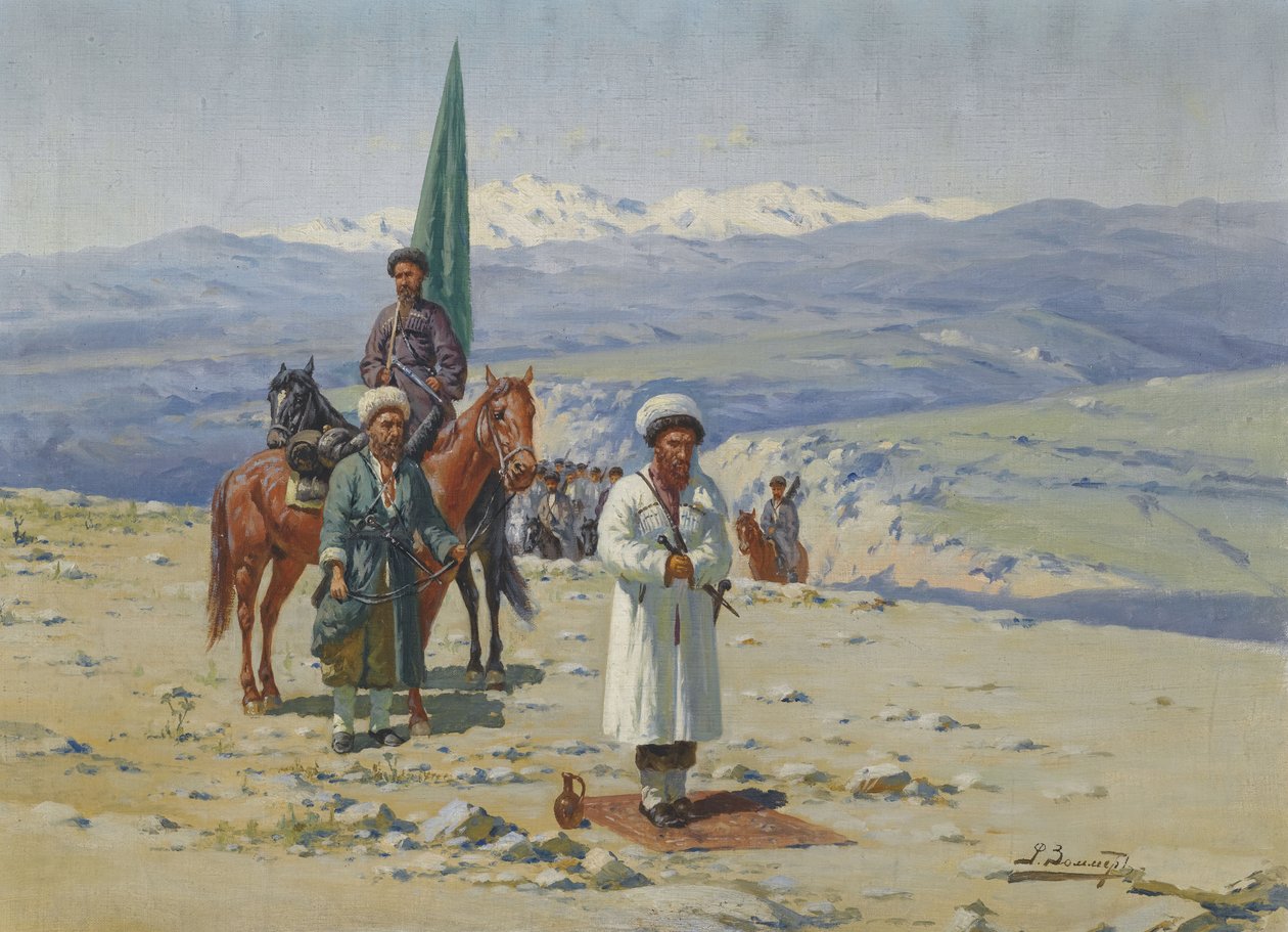 Imam Shamil in de Kaukasus door Richard Karl Sommer