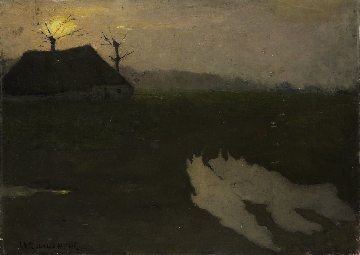 Landschap bij maanlicht door Richard Nicolaüs Roland Holst