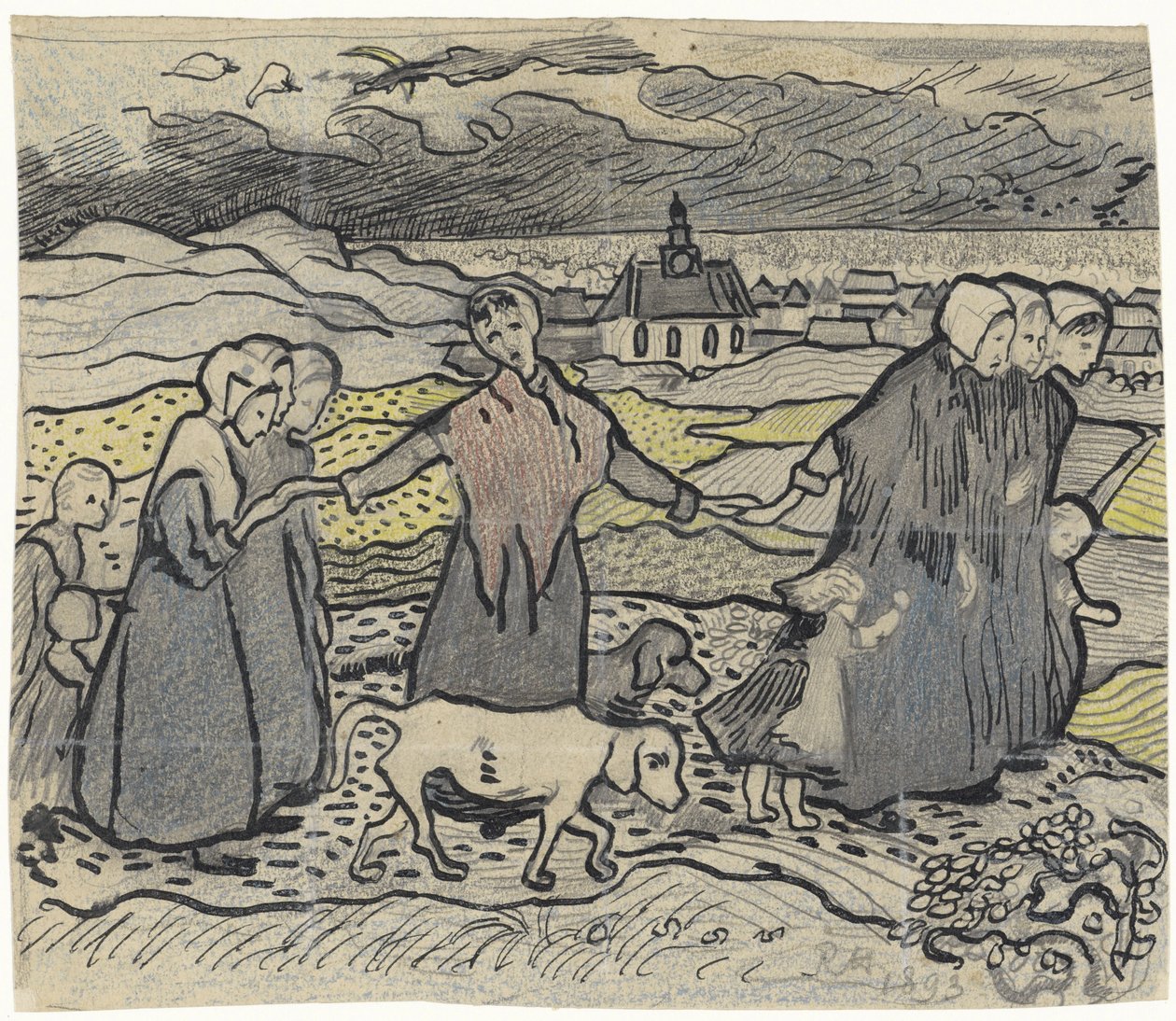 Vissersvrouwen in de duinen door Richard Nicolaüs Roland Holst