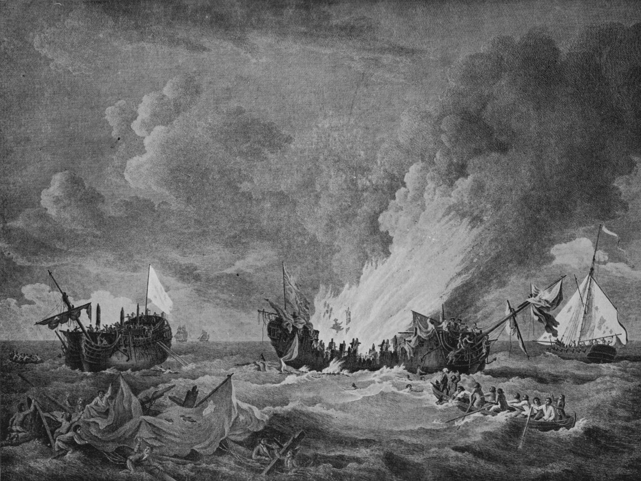 De Quebec en de Surveillante, ca. 1780 door Richard Paton