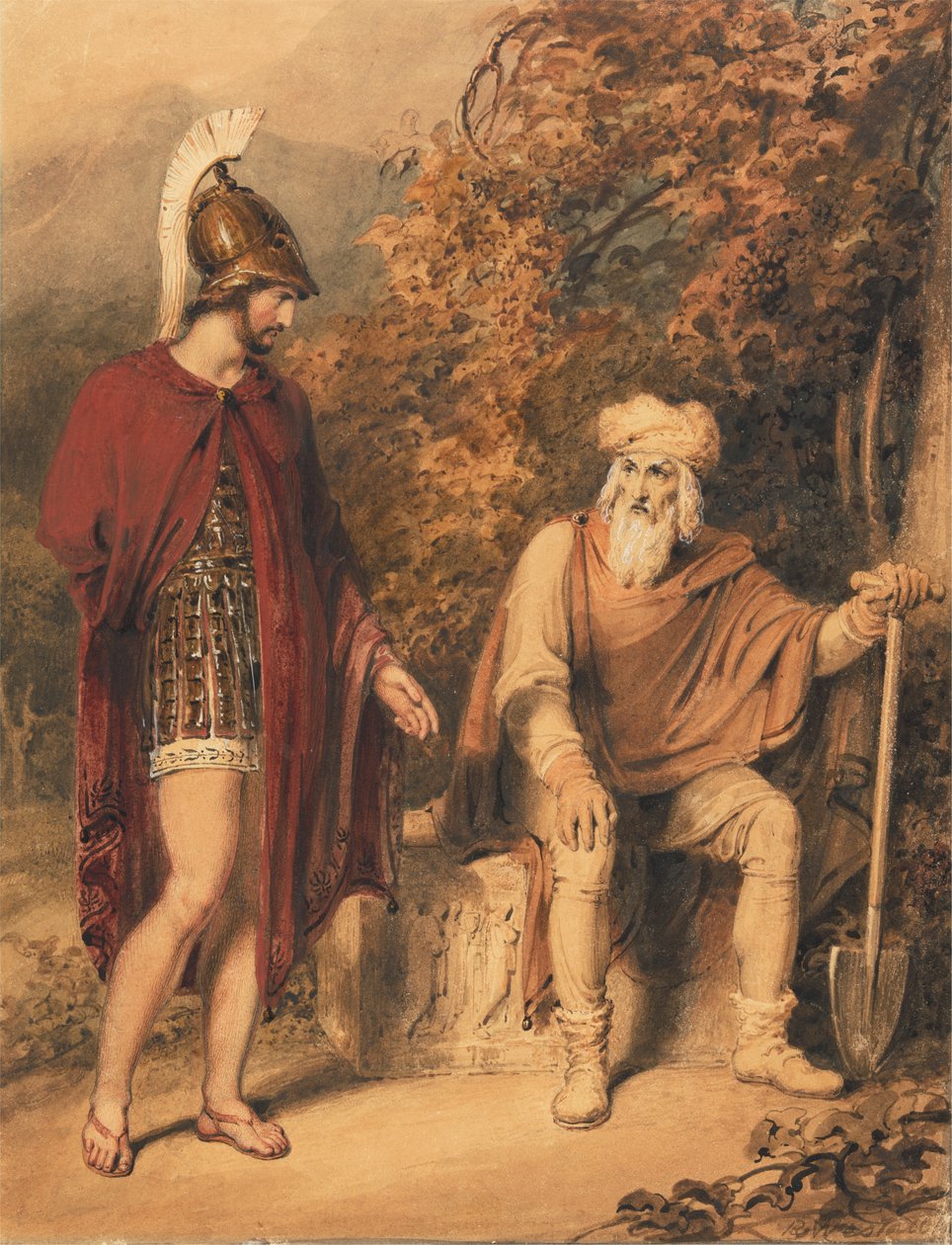Alcibiades en Timon door Richard Westall