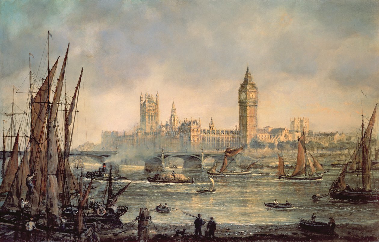 Het Parlement en de Westminster Bridge door Richard Willis