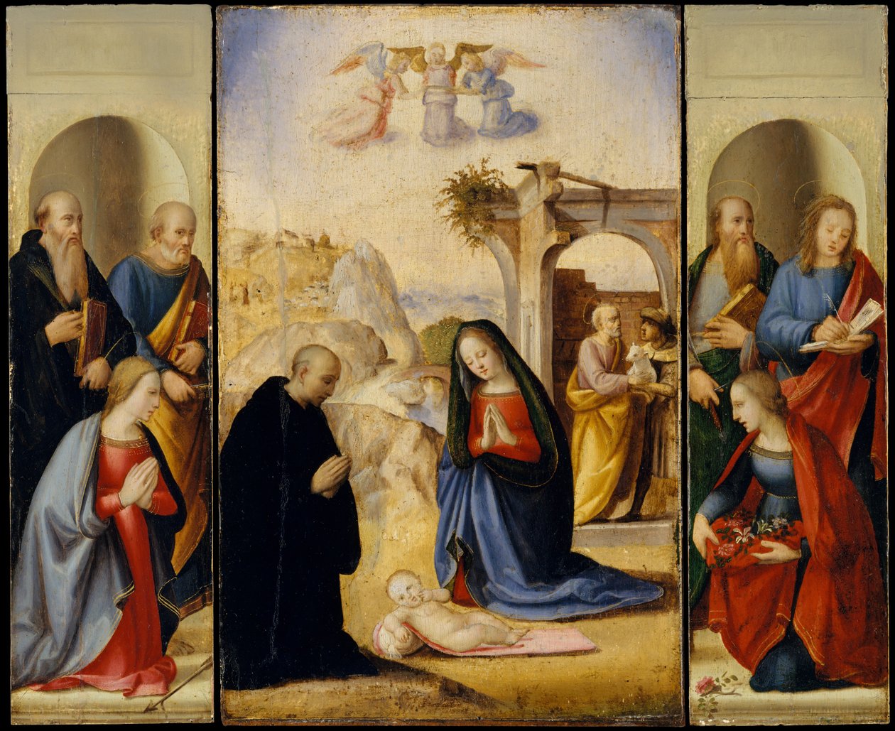 De Geboorte met Heiligen door Ridolfo Ghirlandaio