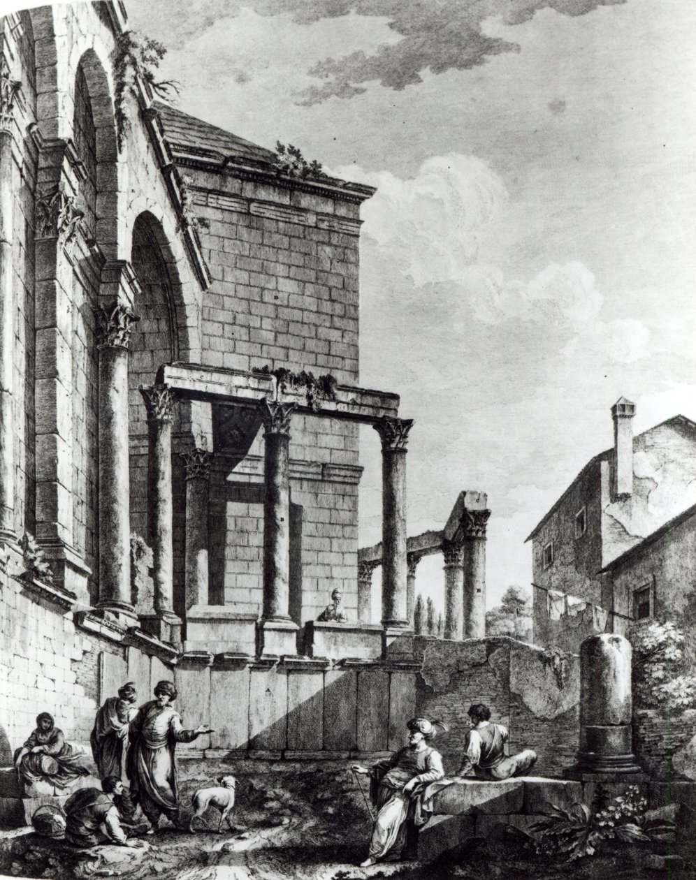 De tempel van Jupiter in het paleis van Diocletianus (245-313), Romeins keizer 284-305, in Split aan de Dalmatische kust, gegraveerd door Francesco Bartolozzi, 1768 door Robert Adam