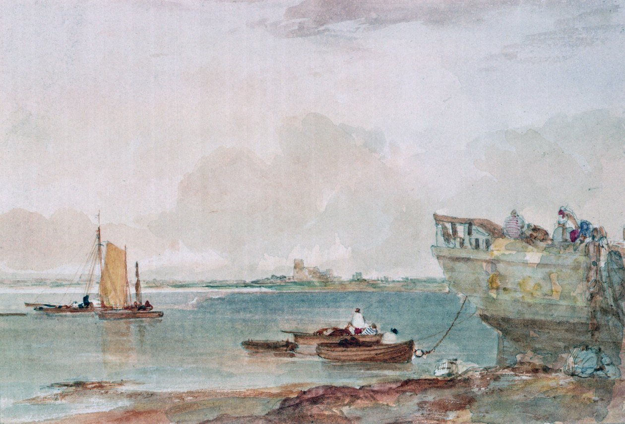 Zeegezicht met boten, 19e eeuw door Robert Brandard
