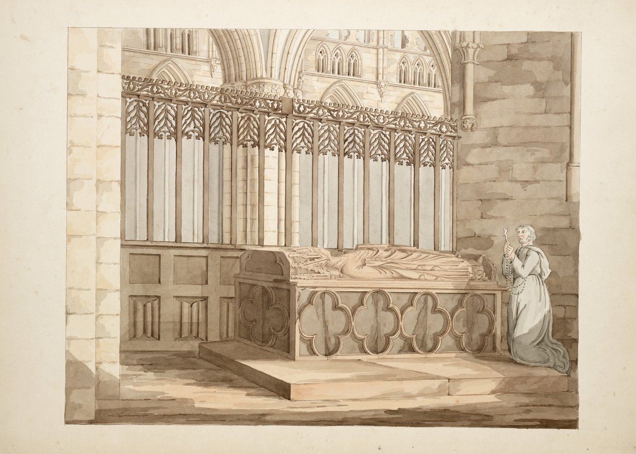 Ms. New Coll 380, f7r. De oudheden van de kathedraal van Saint Mary, Carlisle, getekend door Robert Carlile, 1795 door Robert Carlile