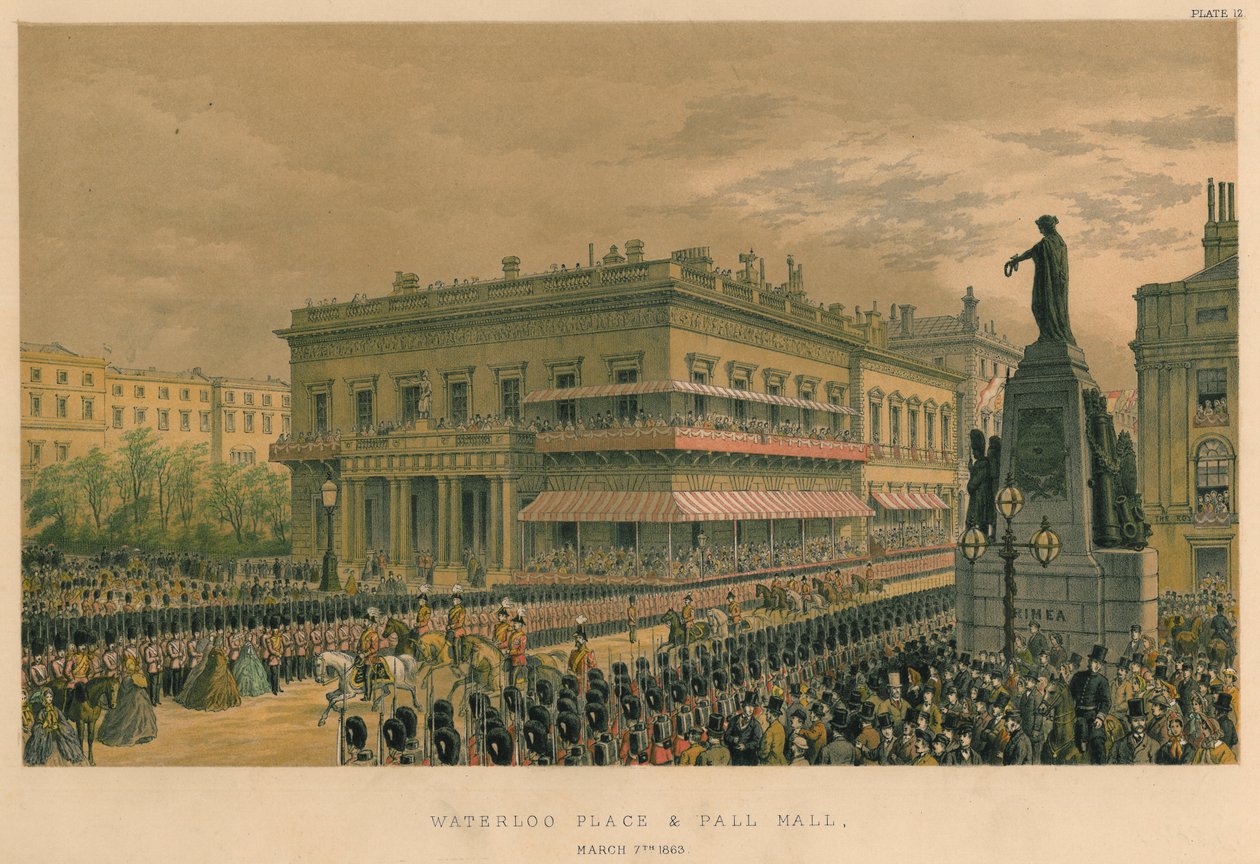 Waterloo Place en Pall Mall, 7 maart 1863, 1863 door Robert Charles Dudley
