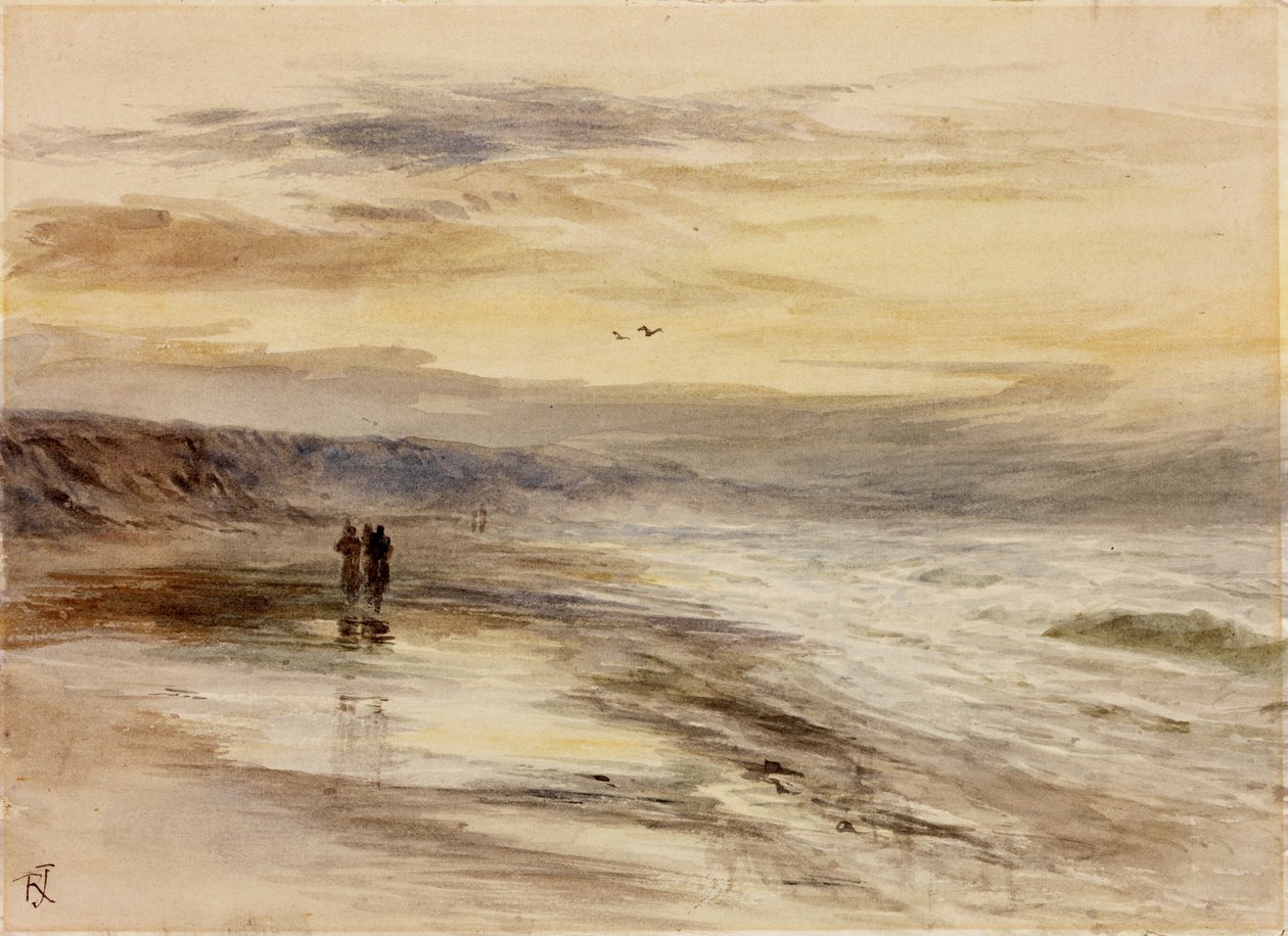 Figuren aan de Kust bij Schemering door Robert Jobling