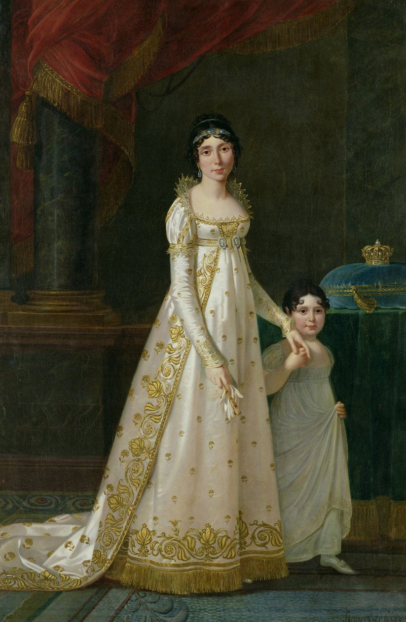 Portret van Marie-Julie Clary (1777-1845) Koningin van Napels met haar dochter Zenaide Bonaparte (1801-54) 1807 door Robert Lefevre