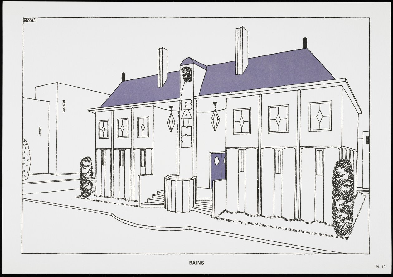 Baden, uit Une Cite Moderne, Dessins de Rob Mallet-Stevens Architecte, 1987 door Robert Mallet Stevens