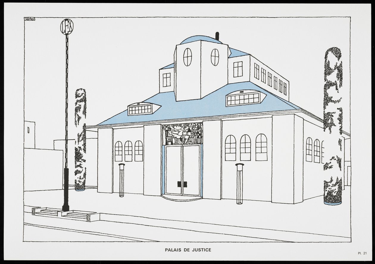 Palais de Justice, uit Une Cite Moderne, Dessins de Rob Mallet-Stevens Architecte, 1987 door Robert Mallet Stevens