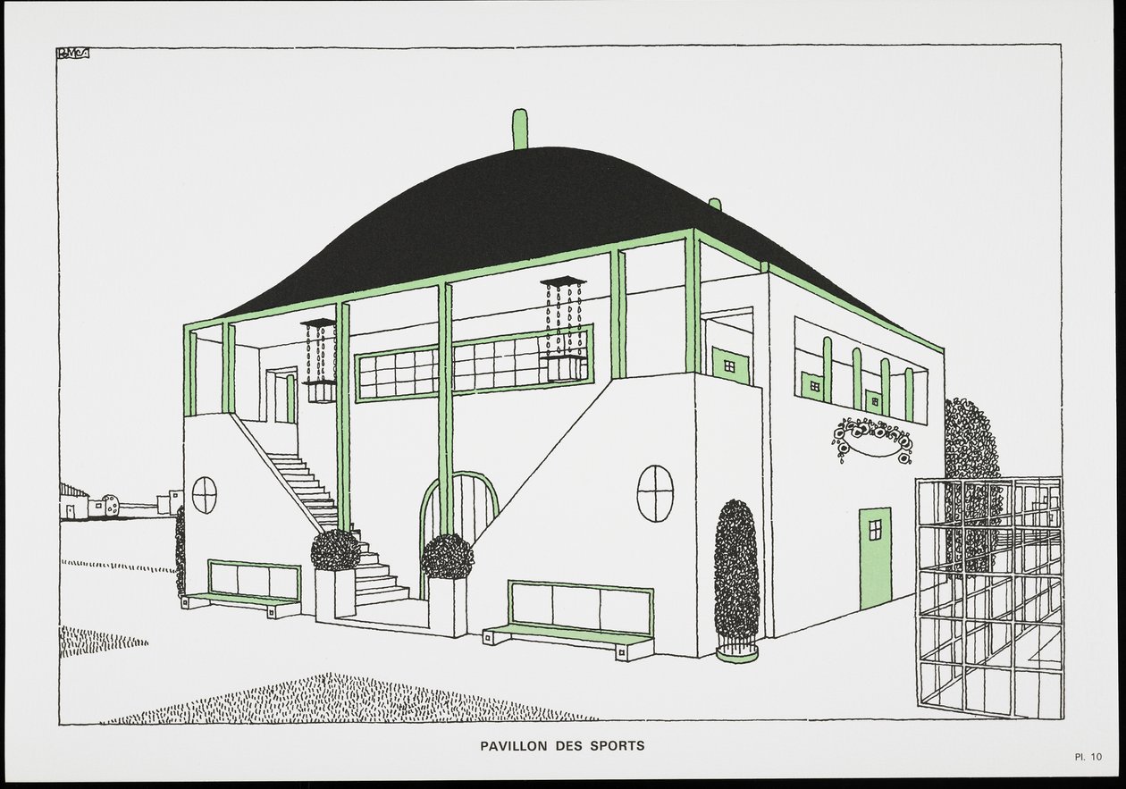Pavillon des sports, uit Une Cite Moderne, Dessins de Rob Mallet-Stevens Architecte, 1987 door Robert Mallet Stevens