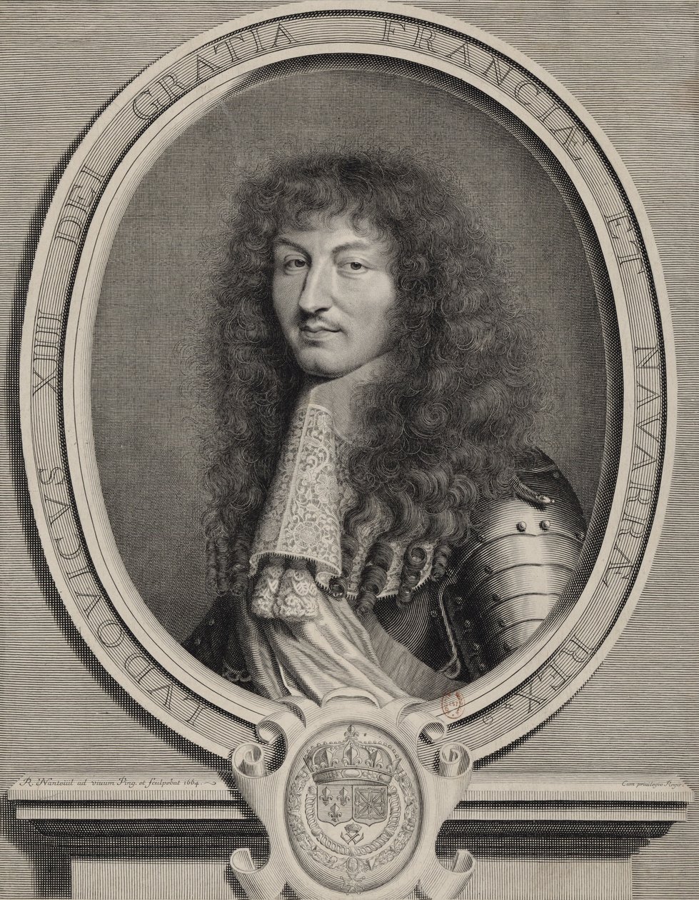 Gegraveerd portret van Lodewijk XIV van Frankrijk door Robert Nanteuil