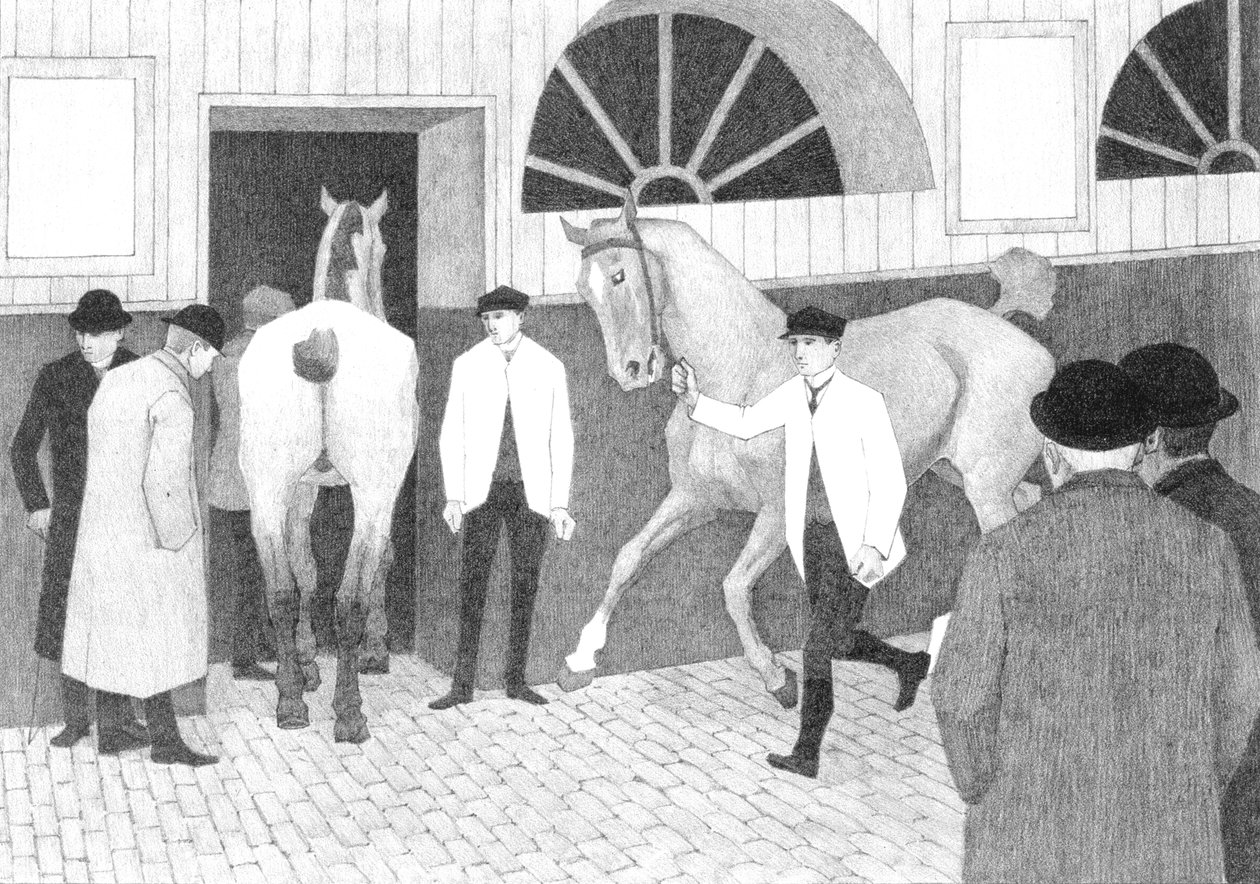De paardenmarkt (Barbican nr.1) 1920 door Robert Polhill Bevan