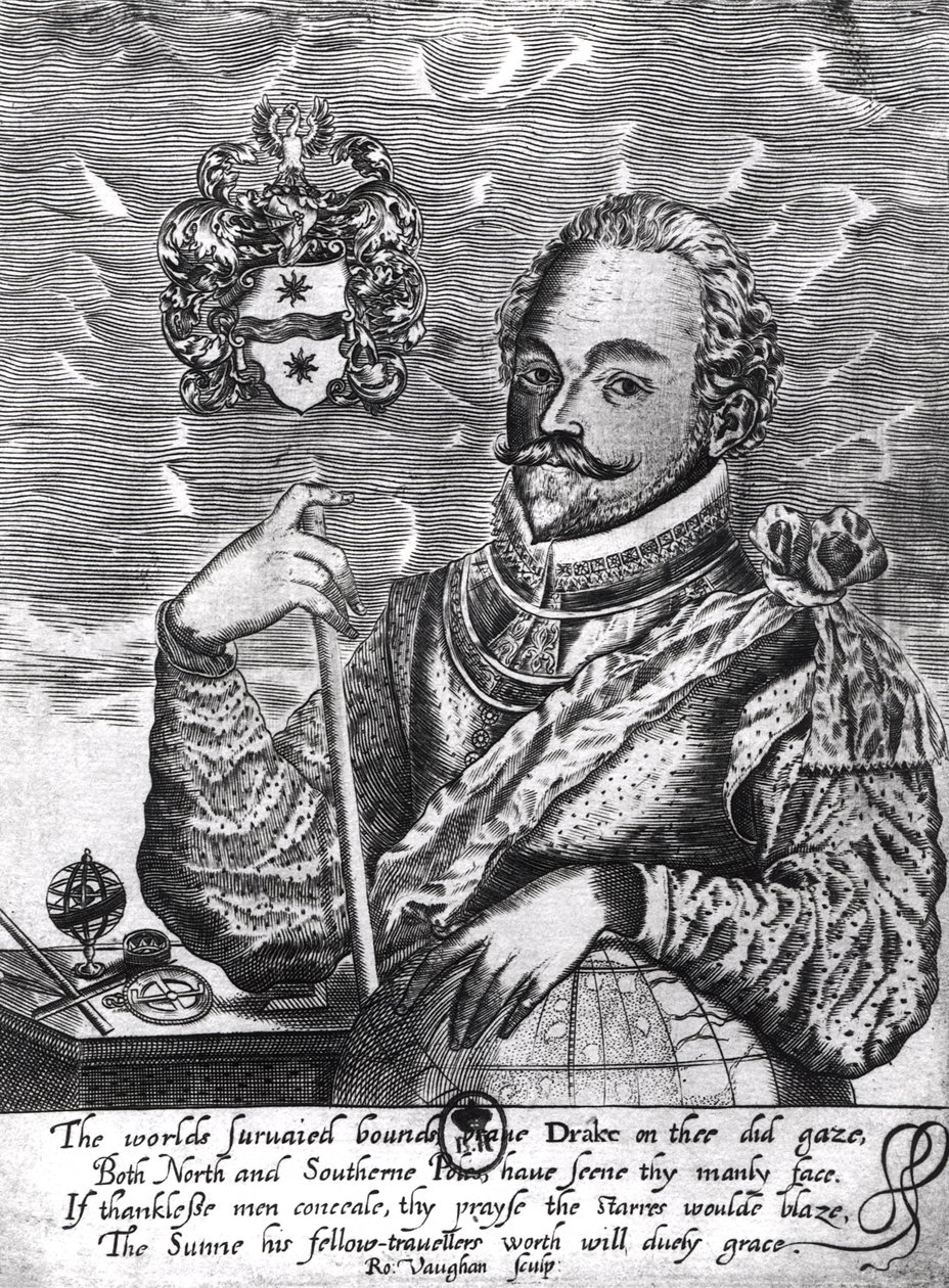 Portret van Sir Francis Drake (c.1540-96) door Robert Vaughan
