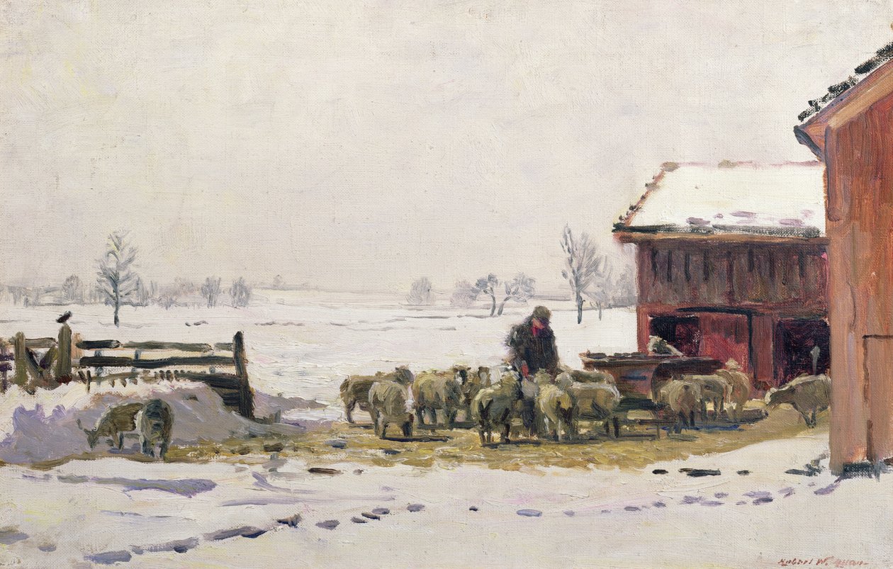 De Schapen Voeren in de Winter door Robert Weir Allan