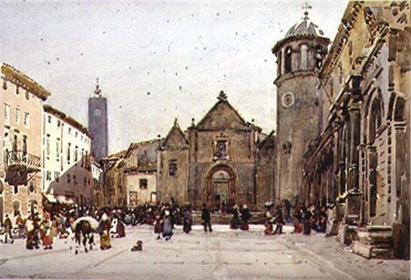 Piazza del Popolo, Orvieto door Robert Weir Allan