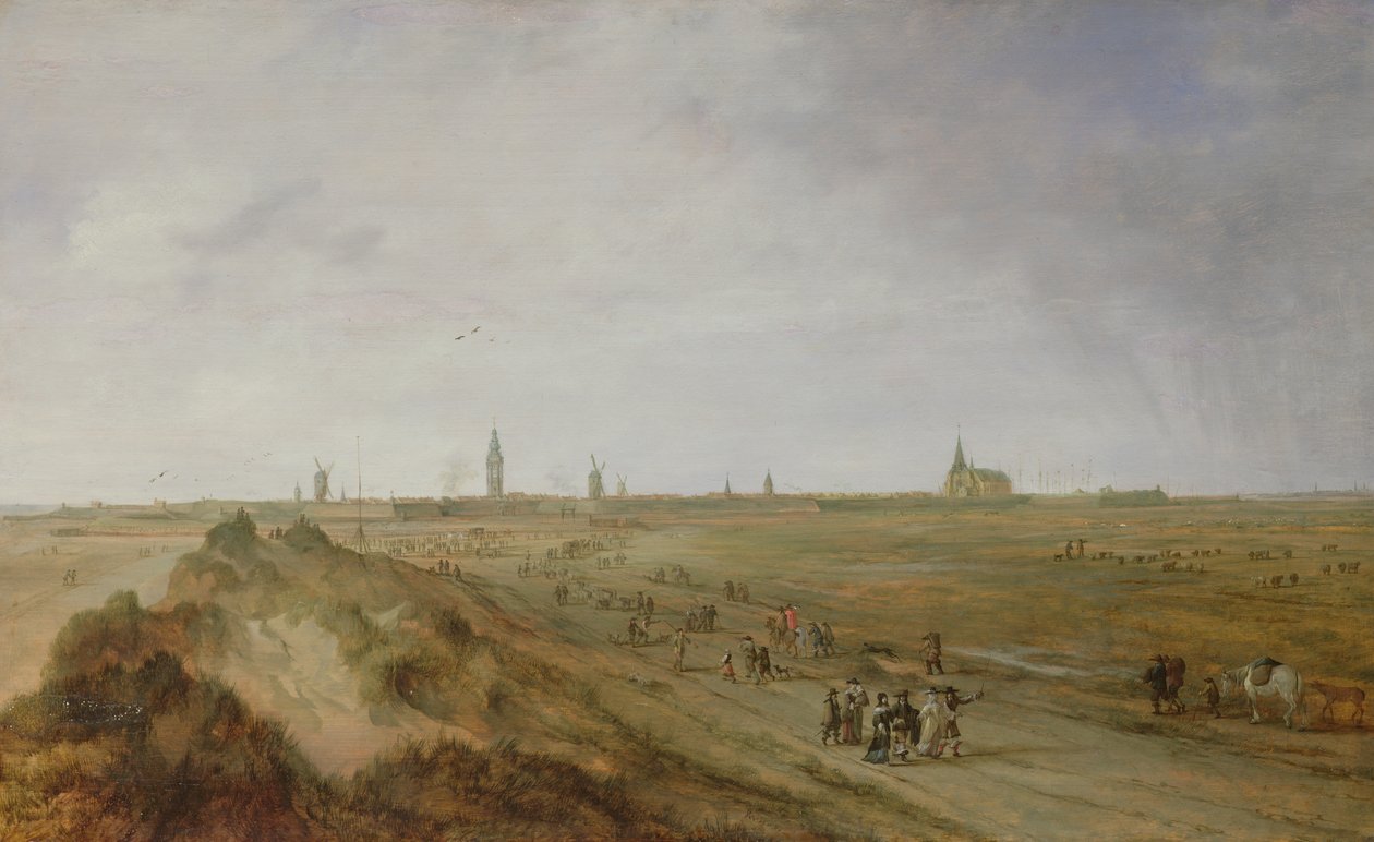 Landschap met uitzicht op Oostende door Robert van den Hoecke
