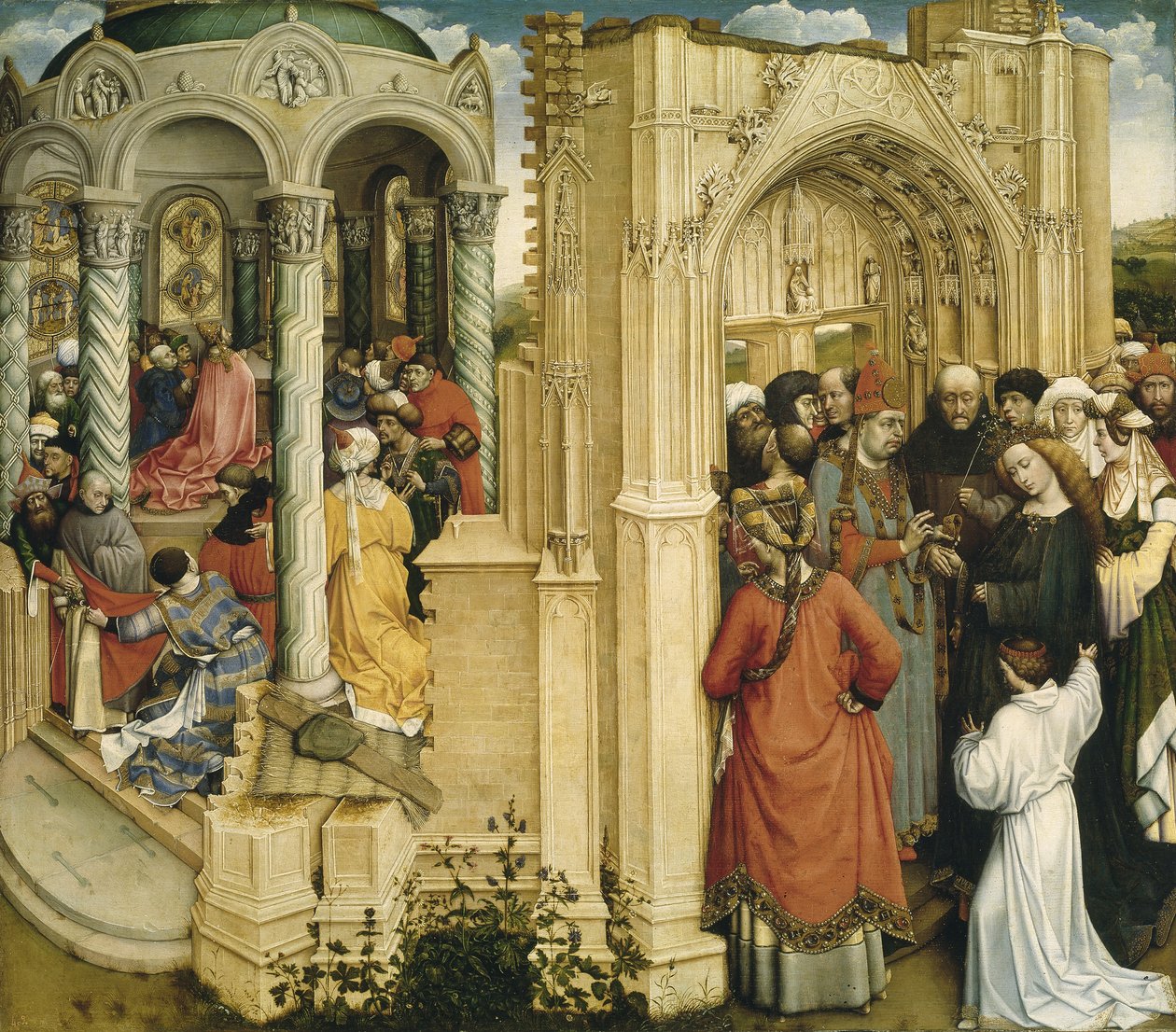 Het huwelijk van Maria en Jozef, ca. 1420 door Robert Campin