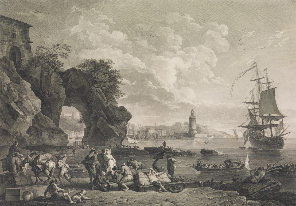 Vue de Pausilype bij Napels, 1785 door Robert Daudet