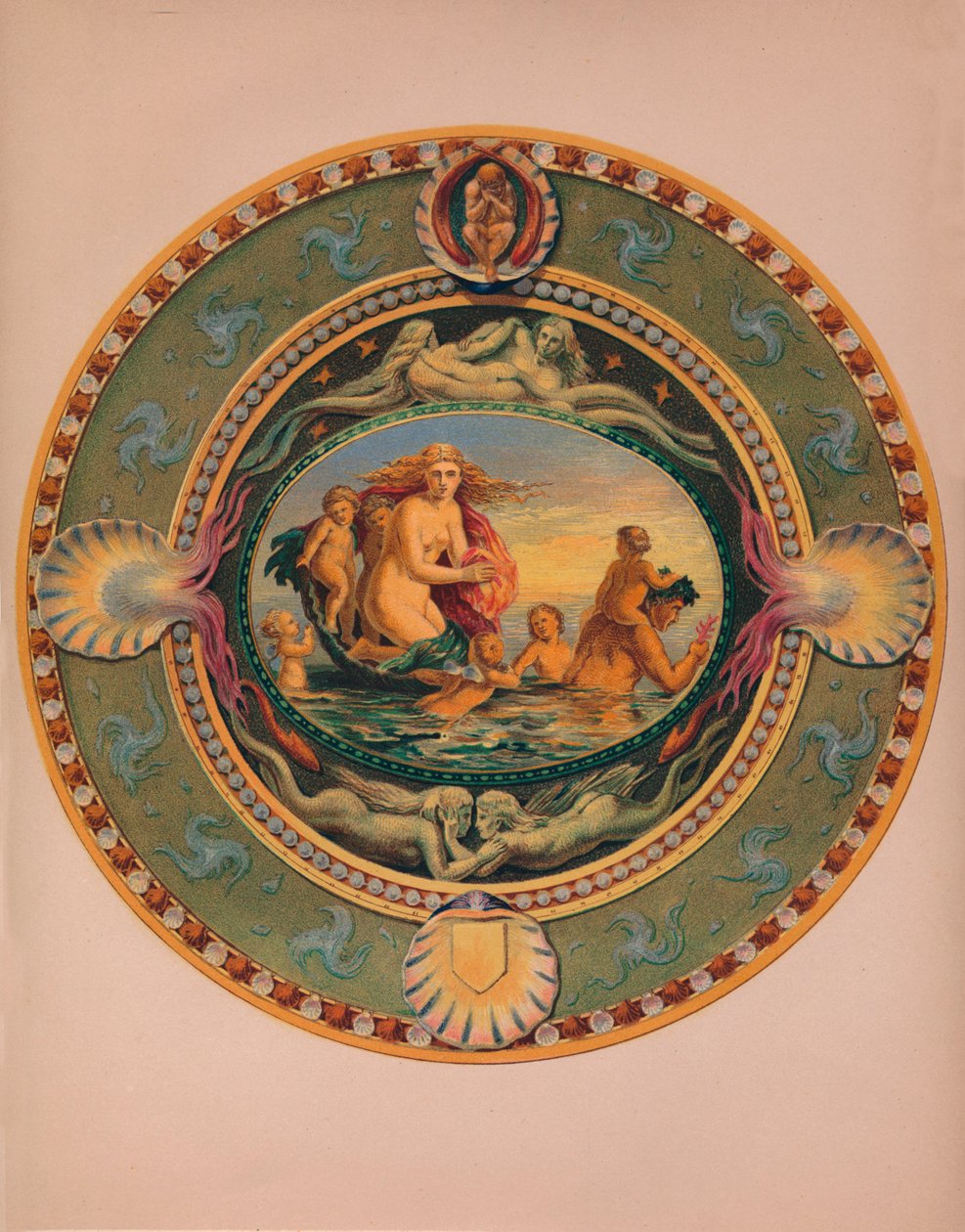 Plateau in Majolica-aardewerk, 1863 door Robert Dudley