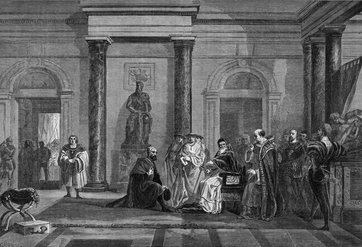 Paus Julius II (Giulio II). door Robert Fleury