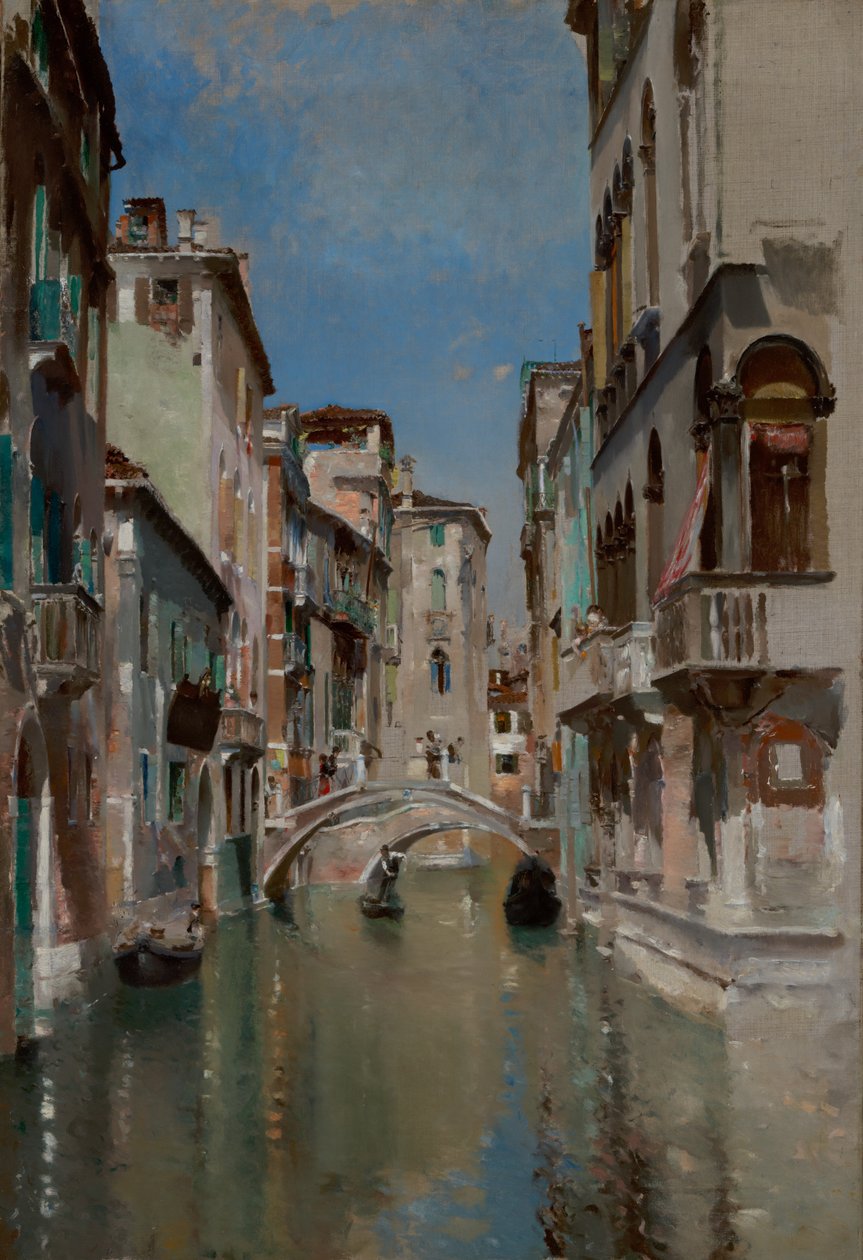 Kanaal in Venetië, wijk San Trovaso door Robert Frederick Blum
