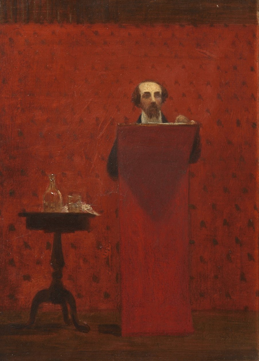 Charles Dickens geeft een openbare lezing, 1858 door Robert Hannah